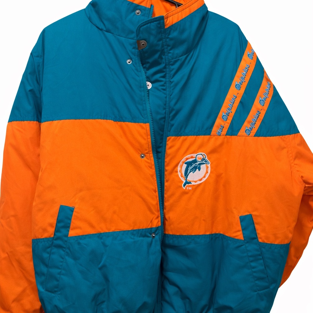 Vintage Authentic NFL Miami Dolphins Pro Line Puffer Jacket XL Retro 90s Rare
